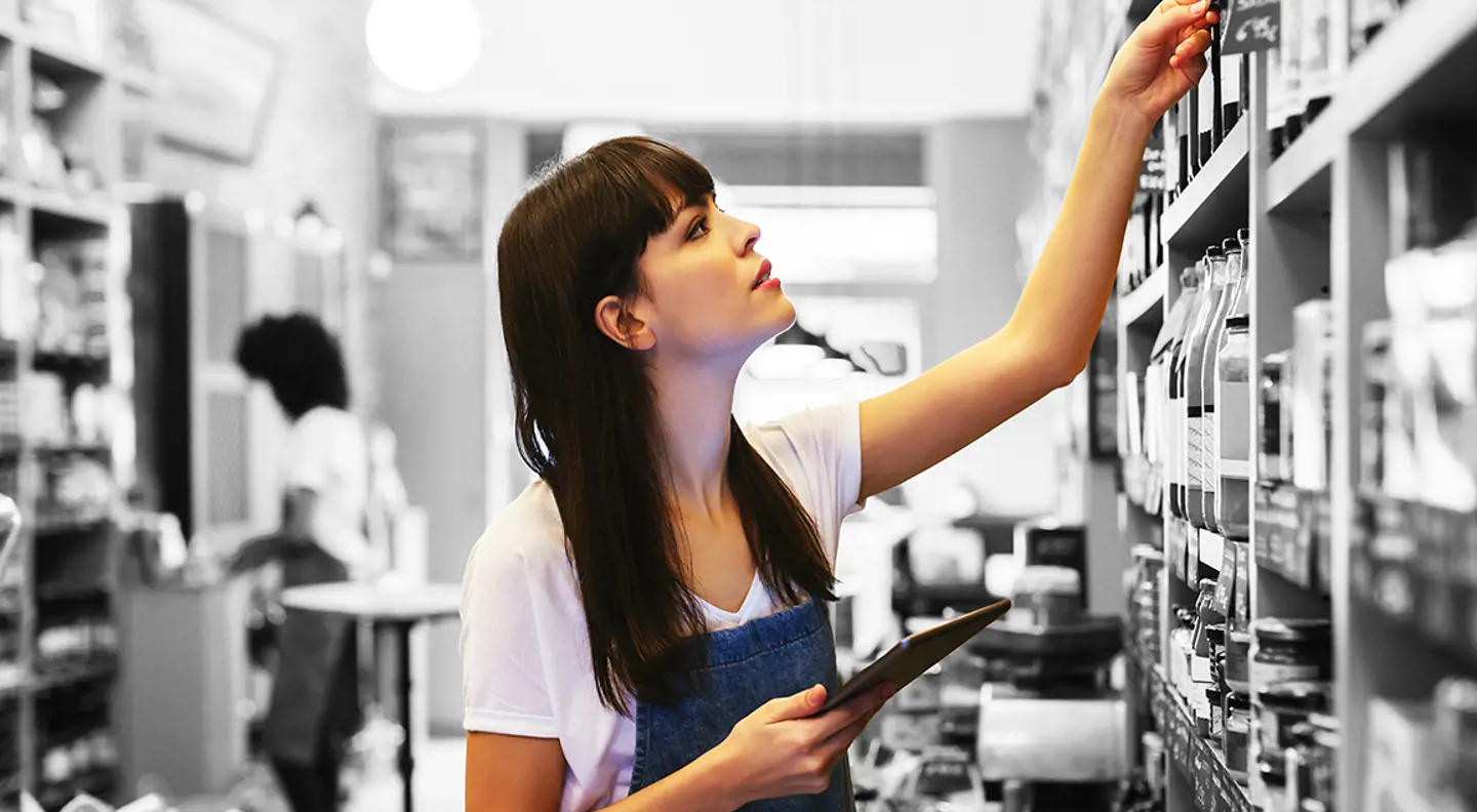 Store worker picking item