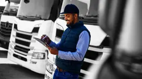 Smiling truck driver