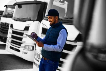 Smiling truck driver