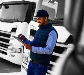 Smiling truck driver