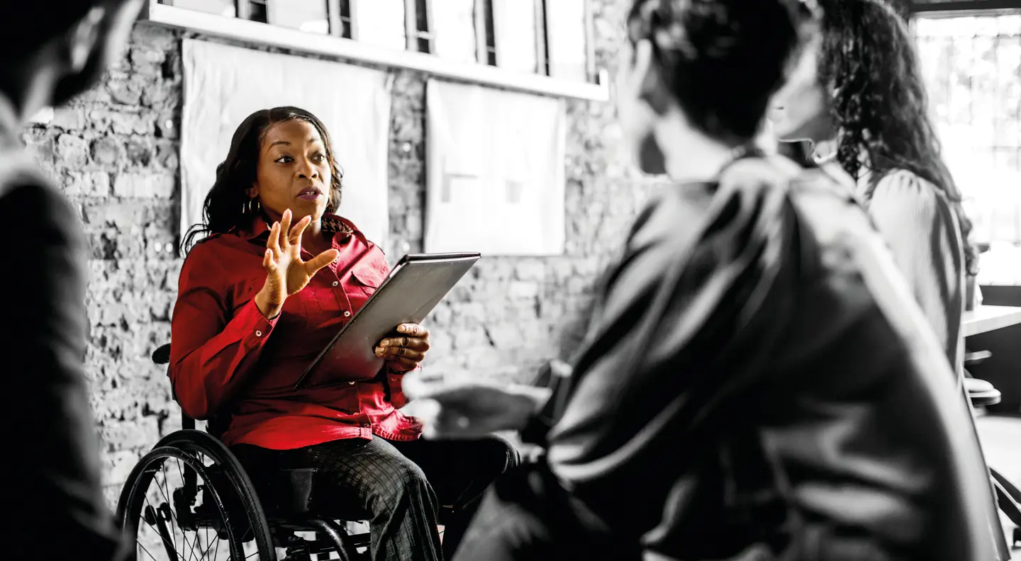 Office huddle meeting