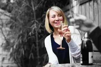 Person celebrating new home