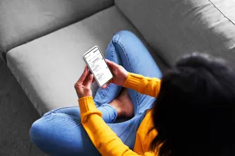 Person on mobile internet banking