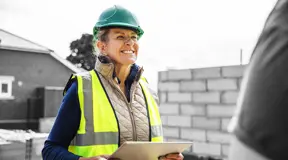 Construction worker with ipad