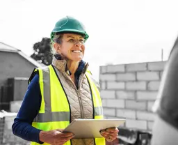 Construction worker with ipad