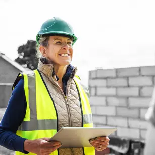 Construction worker with ipad