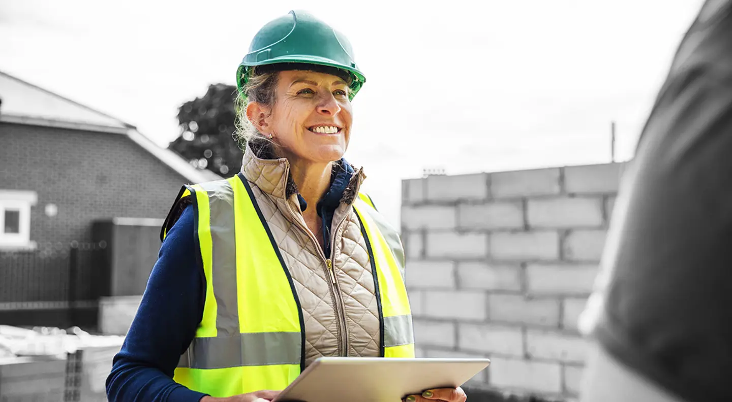 Construction worker with ipad