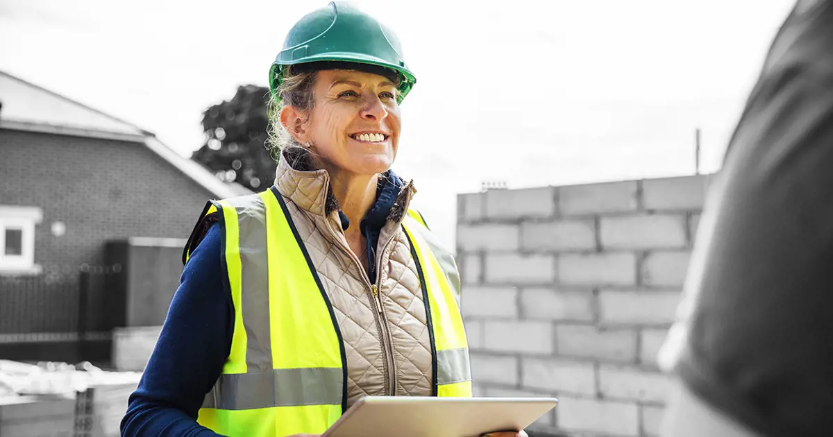 Construction worker with ipad