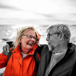Elderly couple smiling 