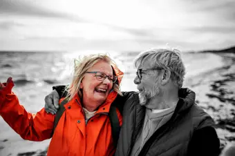 Elderly couple smiling 