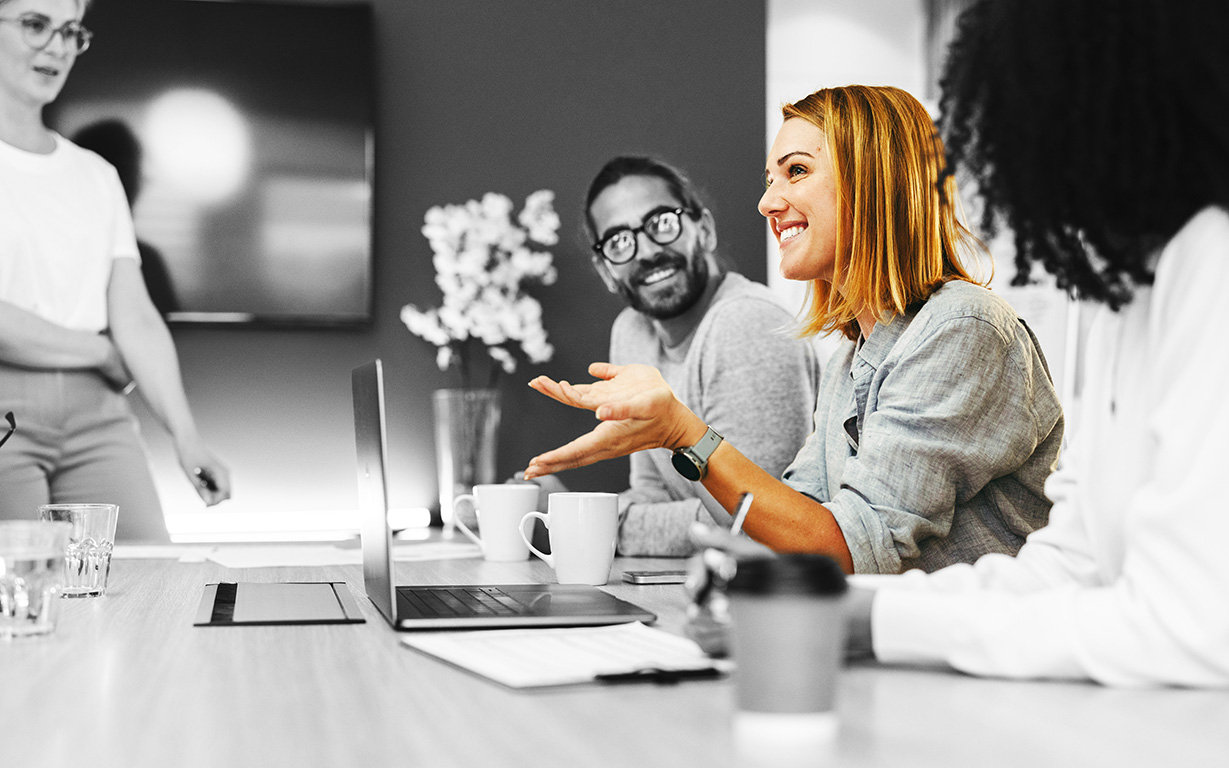 Person talking in a meeting