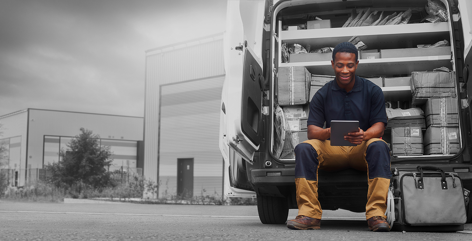 Engineer working in their van