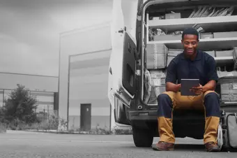 Engineer working in their van