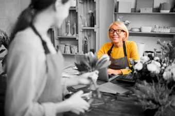 Florist with a customer