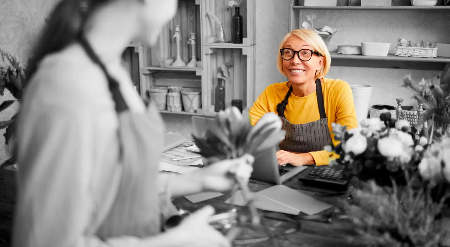 Florist with a customer