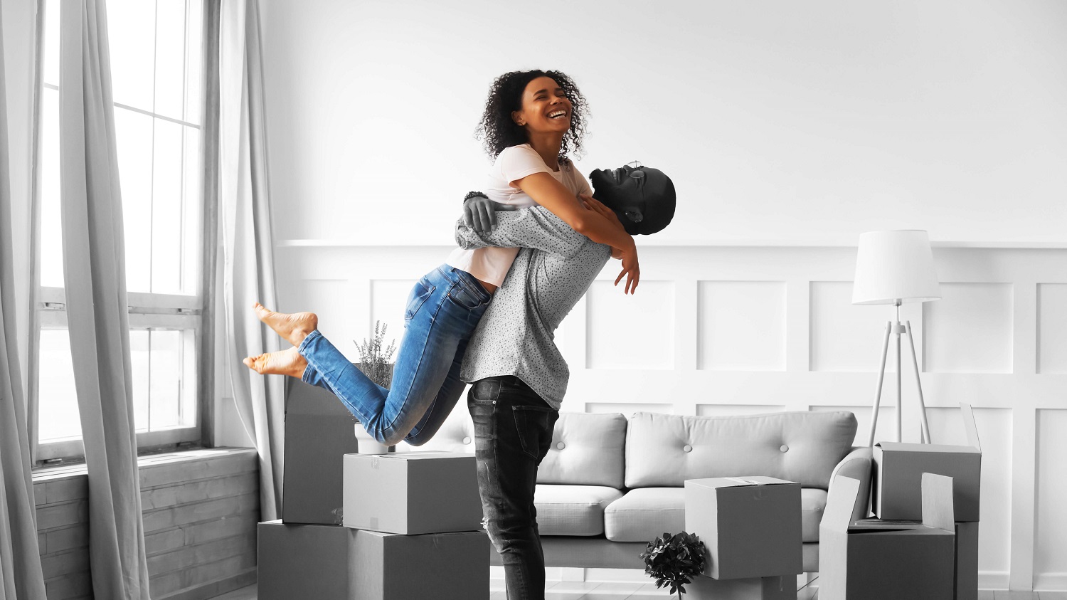 Young couple moving into house 