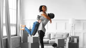 Young couple moving into house 