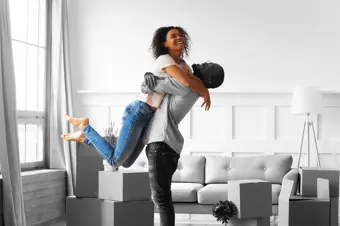 Young couple moving into house 