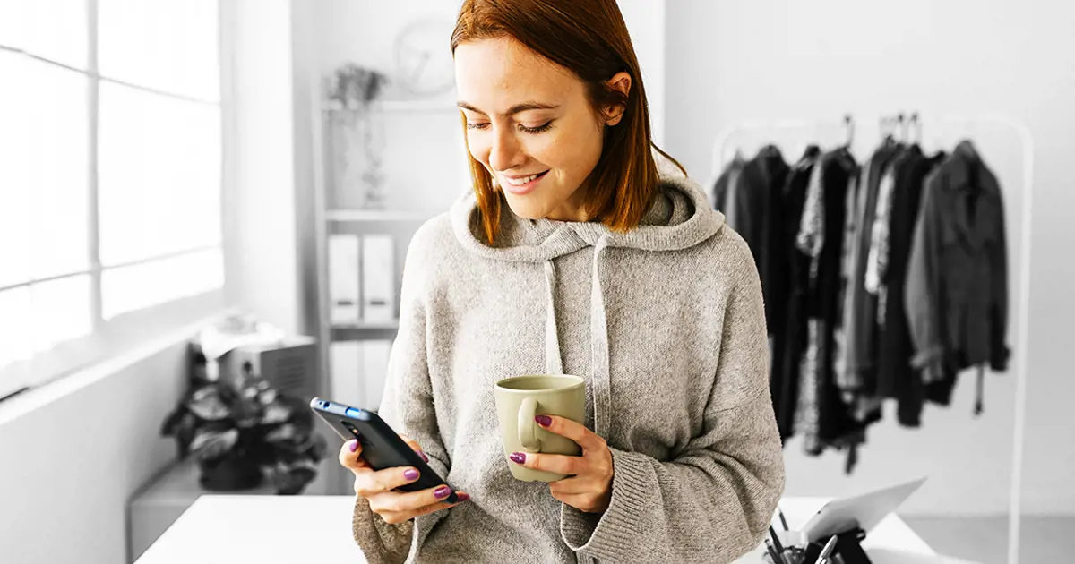 Small business owner on phone