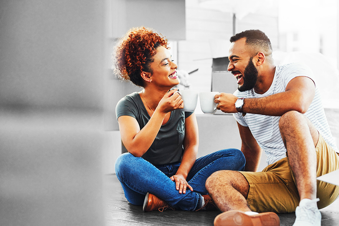 Couple celebrating their new home