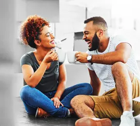 Couple celebrating their new home