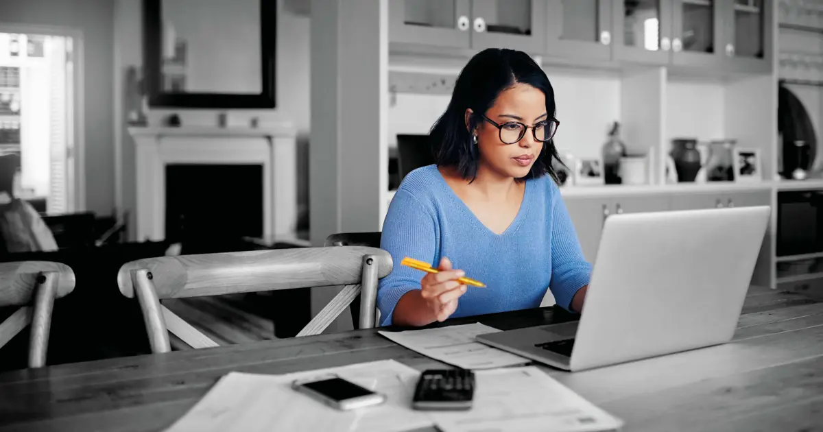 Person working at home on laptop
