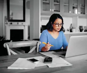 Person working at home on laptop