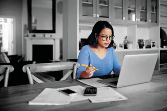 Person working at home on laptop
