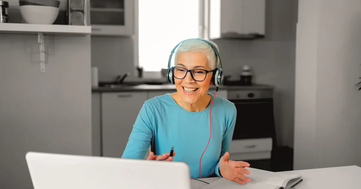 Person working from home on a call