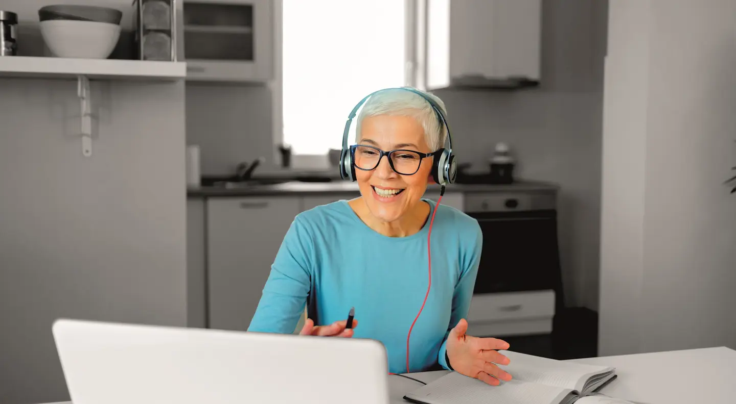Person working from home on a call