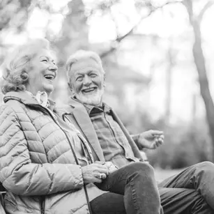 Couple sitting on bench
