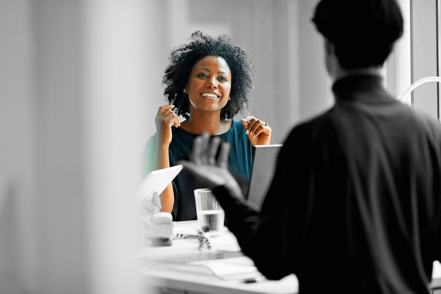 Person happily talking