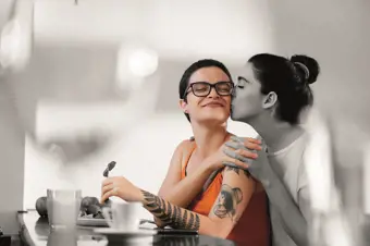 Couple embracing