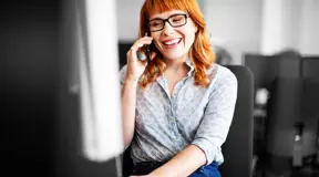 Call centre staff talking to a customer