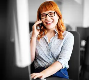 Call centre staff talking to a customer