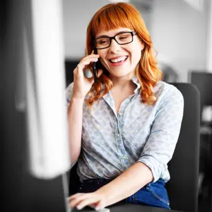 Call centre staff talking to a customer