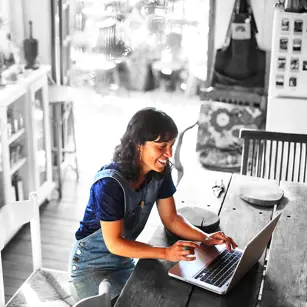 Small business owner on laptop