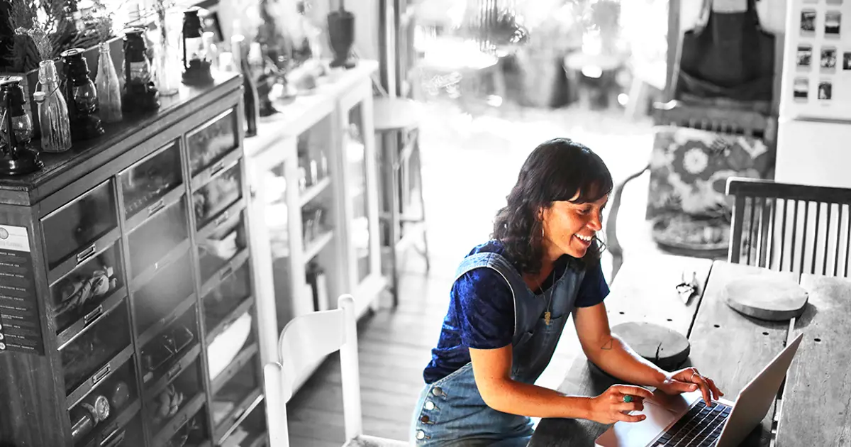 Small business owner on laptop