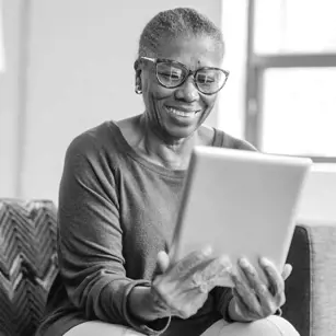 Person reading tablet