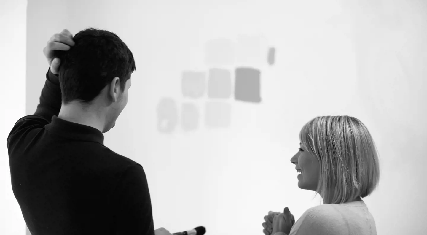 Couple decorating house