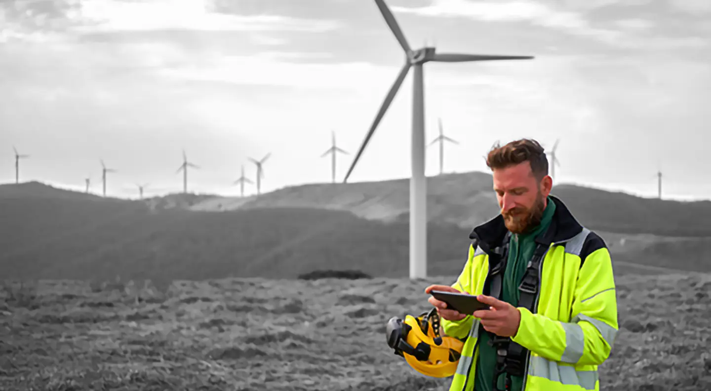 Person working on windfarm