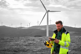 Person working on windfarm